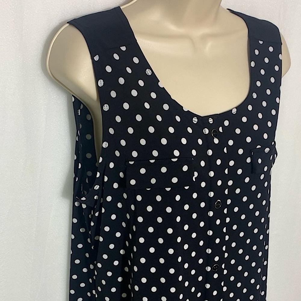 Diana Belle Black Polka Dot Button down tank top - Picture 3 of 10